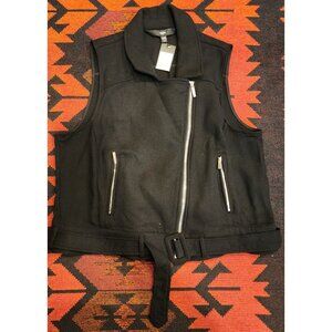 NEW Massimo Black Sleeveless Belted Moto Vest W/ Zipper Pockets  XXL